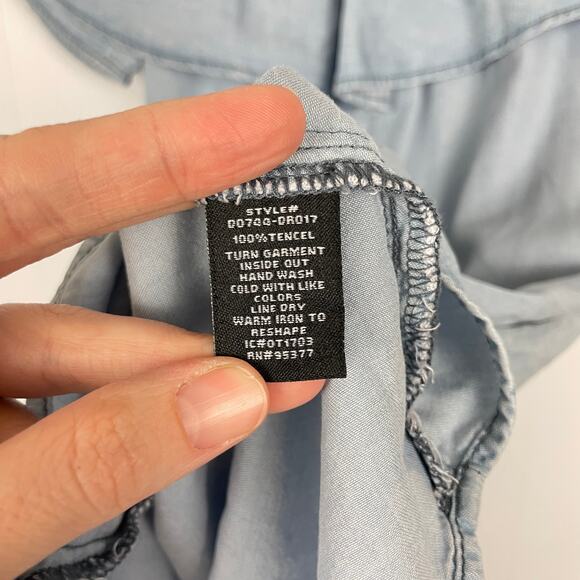 Sanctuary | Stella Flounce Blue Chambray Off the Shoulder Mini Dress - Picture 10 of 11